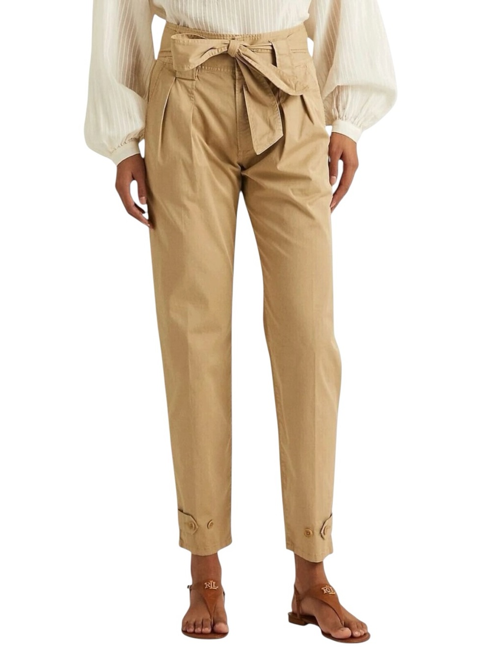Lauren Ralph Lauren Tie High Waisted Pants Tan Women’s Size 8